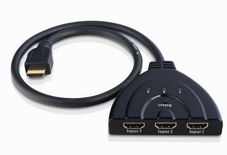  3 Port AUTO HDMI SWITCH SWITCHER SPLITTER HUB HD 1080p w/1.5 Cable Support 3D