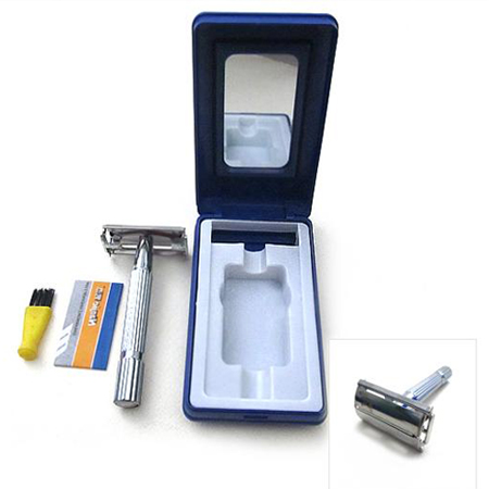  Men Traditional Style Safety Double Edge Blade Shave Shaving Hair Razor + Mirror
