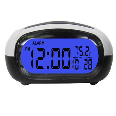 Batería ordenador portátil Talking Alarm Clock LCD Date Temp Travel Digital Backlight Tells Time Temp Black