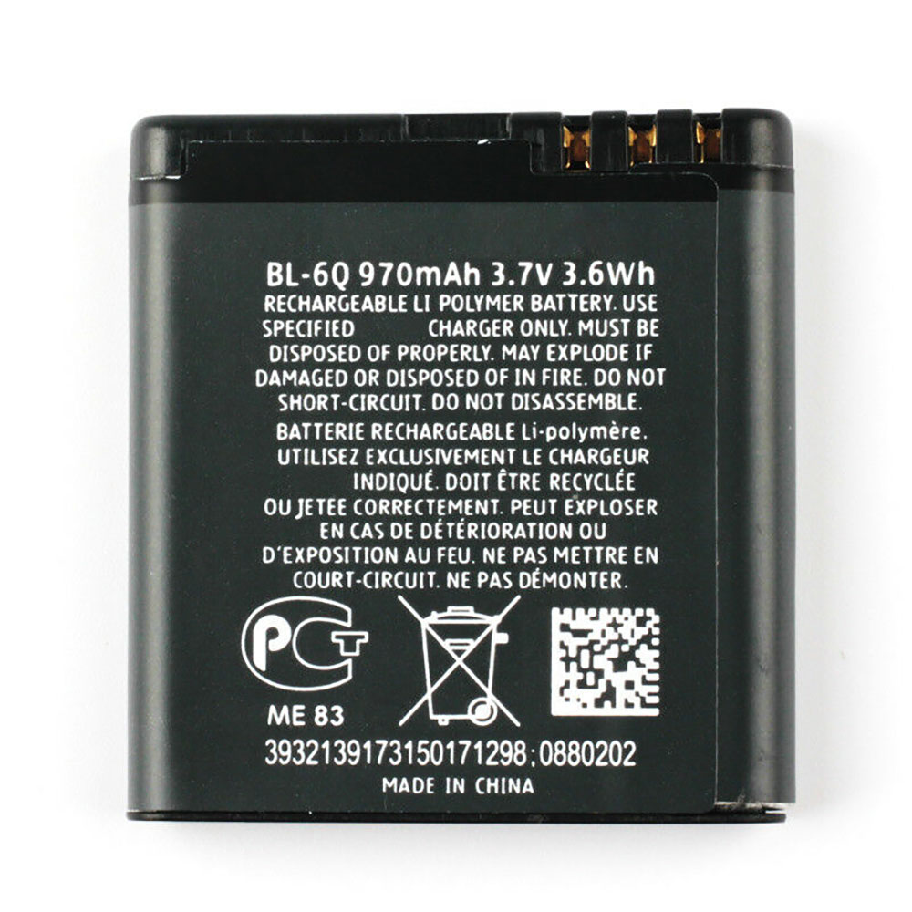 Batería  970mAh/3.6WH 3.7V BL-6Q-baterias-970mAh/NOKIA-BL-6Q