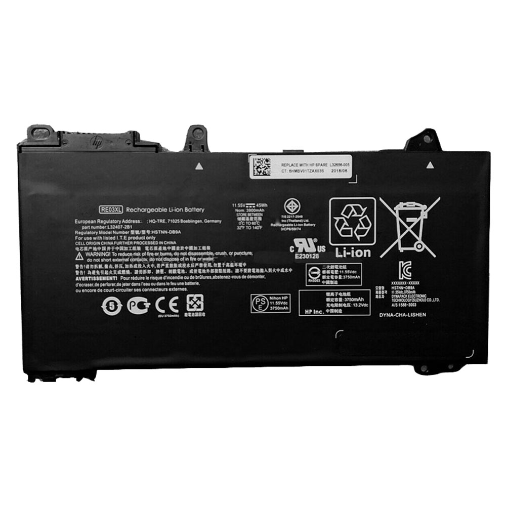 Batería ordenador 3750mAh/45WH 11.55V/13.2V HSTNN-UB7R-baterias-3750mAh/HP-RE03XL