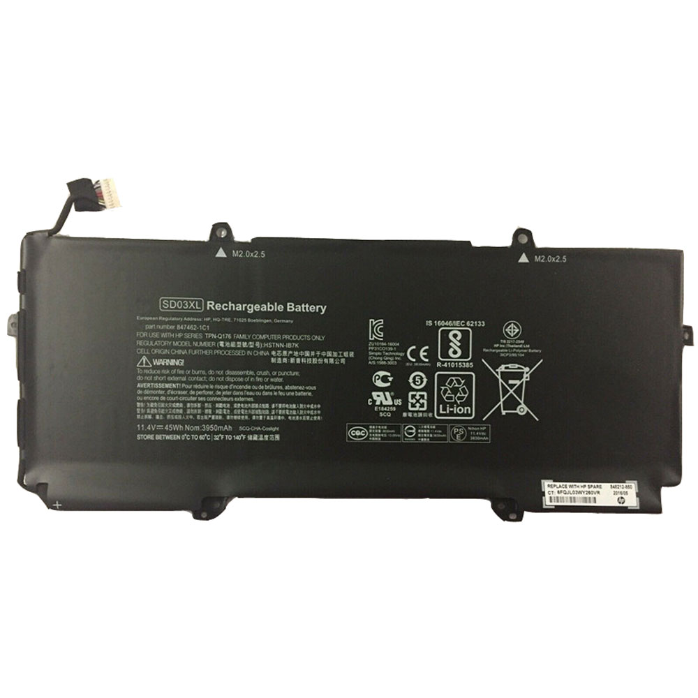 Batería ordenador 3830mAh/45WH 11.4V/13.05V TPN-Q176-baterias-3830mAh/HP-TPN-Q176