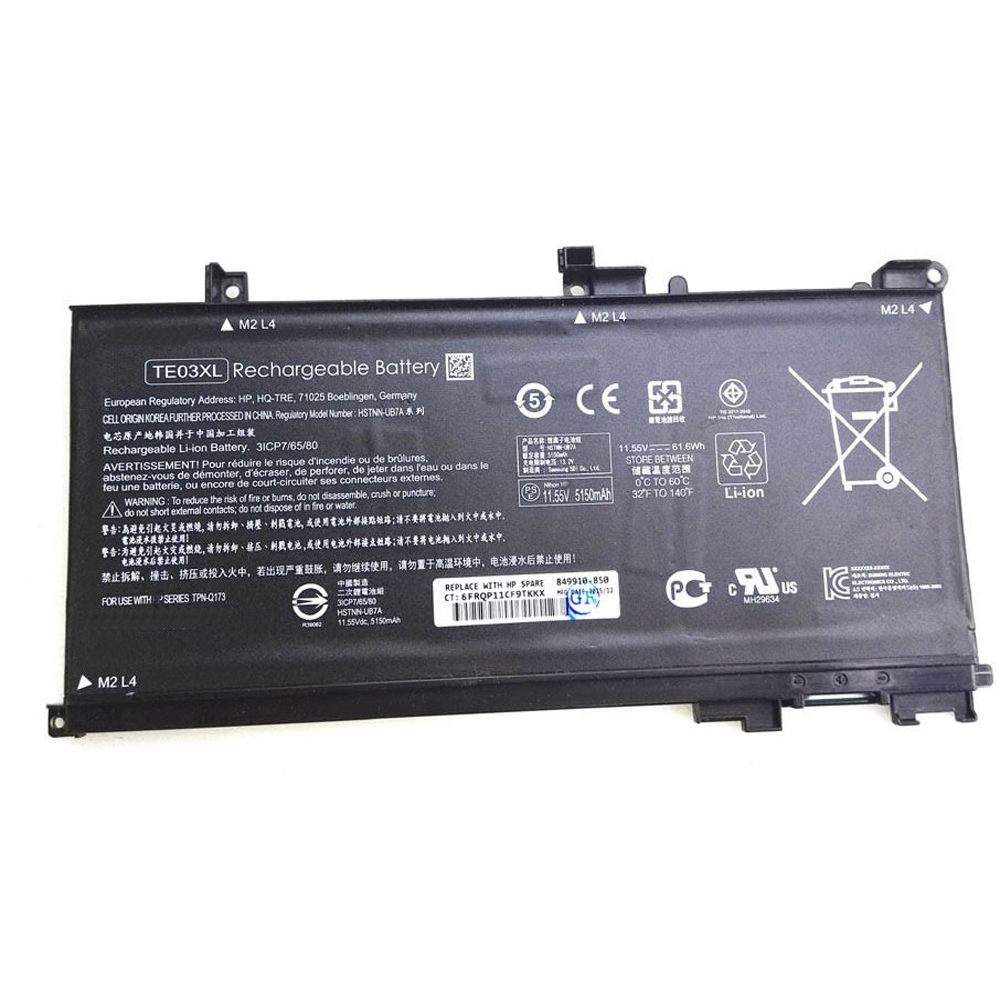 Batería ordenador 61.6Wh 11.55 V TPN-Q173-baterias-48Wh/HP-TE03XL-baterias-48Wh/HP-TPN-Q173-baterias-48Wh/HP-TE03XL