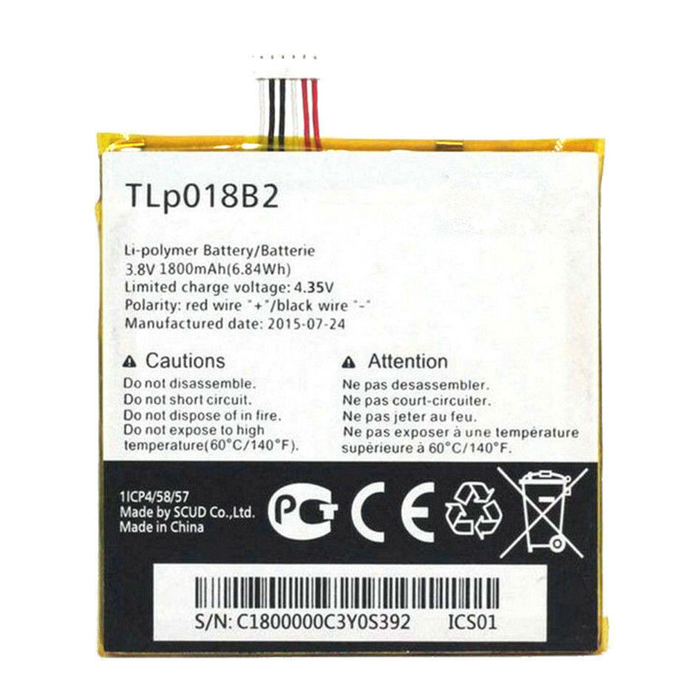 Batería  1800mAh/6.84WH 3.8V/4.3V TLP018B2-baterias-1800MAH/ALCATEL-TLP018B2-baterias-1800MAH/ALCATEL-TLP018B2-baterias-1800mAh/ALCATEL-TLP018B2-baterias-1800MAH/ALCATEL-TLP018B2-baterias-1800MAH/ALCATEL-TLP018B2