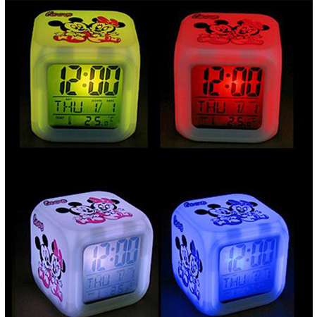 Batería ordenador portátil LED Change 7 Color Digital Temperature Alarm Clock Lovey Mickey Mouse New