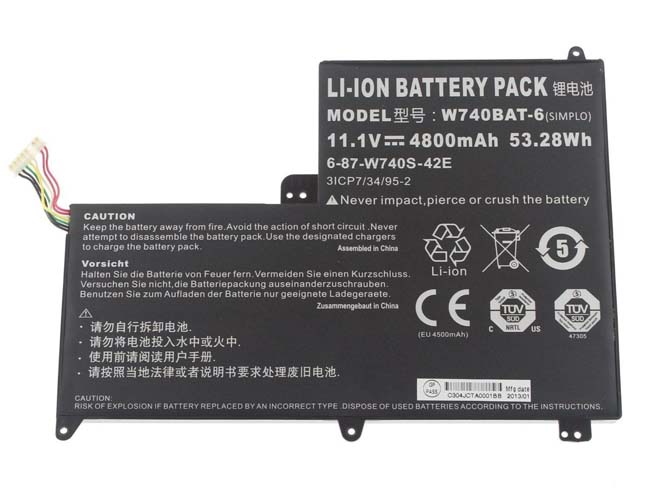 Batería ordenador 4800mAh/53.28Wh 11.1V W740BAT-6-baterias-4800mAh/CLEVO-3ICP7/34/95-2
