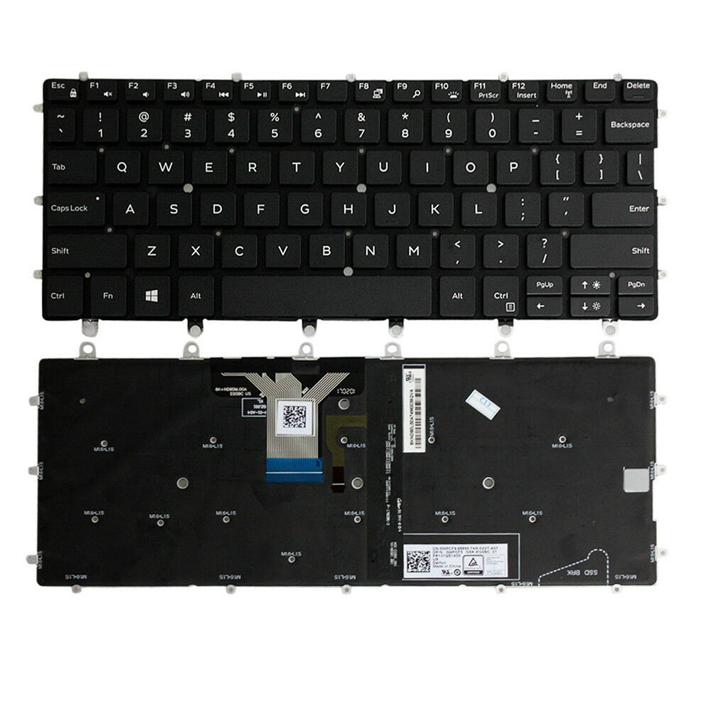 Batería ordenador portátil US keyboard For Dell XPS 13 9365 XPS13 Backlit 0WPCF9 NSK-EG NO FRAME
